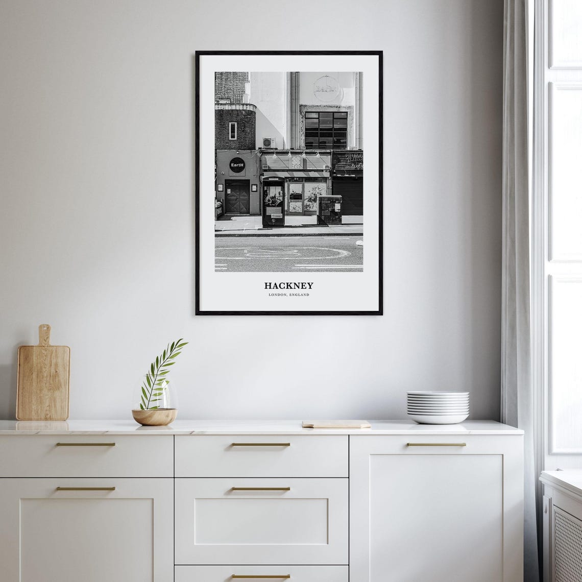 Hackney London England Street Shopfront Scene Black White Poster - Image 2
