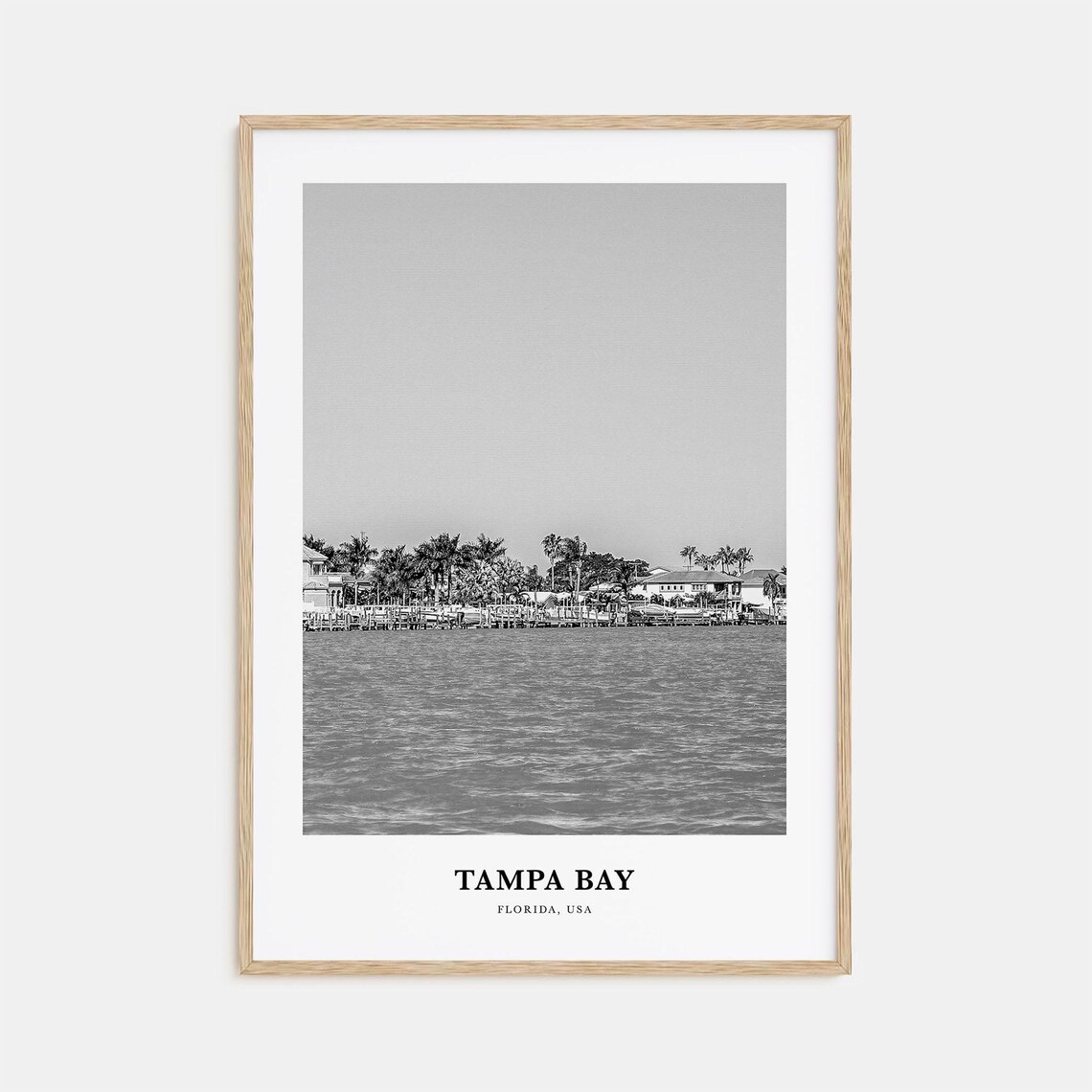 Tampa Bay Florida Waterfront Homes Black And White Photo Poster