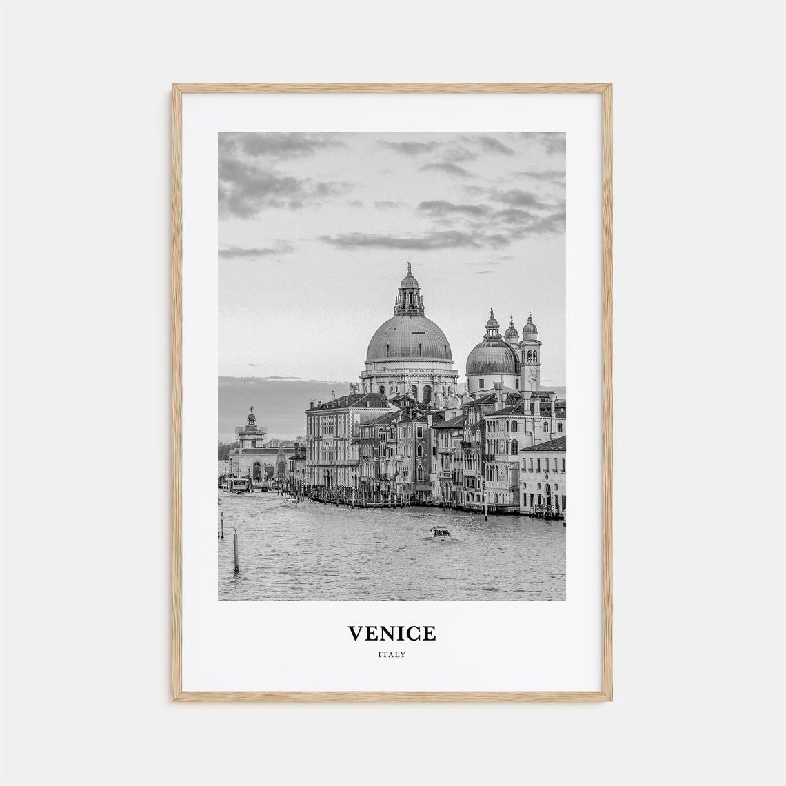 Venice Italy Grand Canal Salute Basilica Monochrome Art Poster