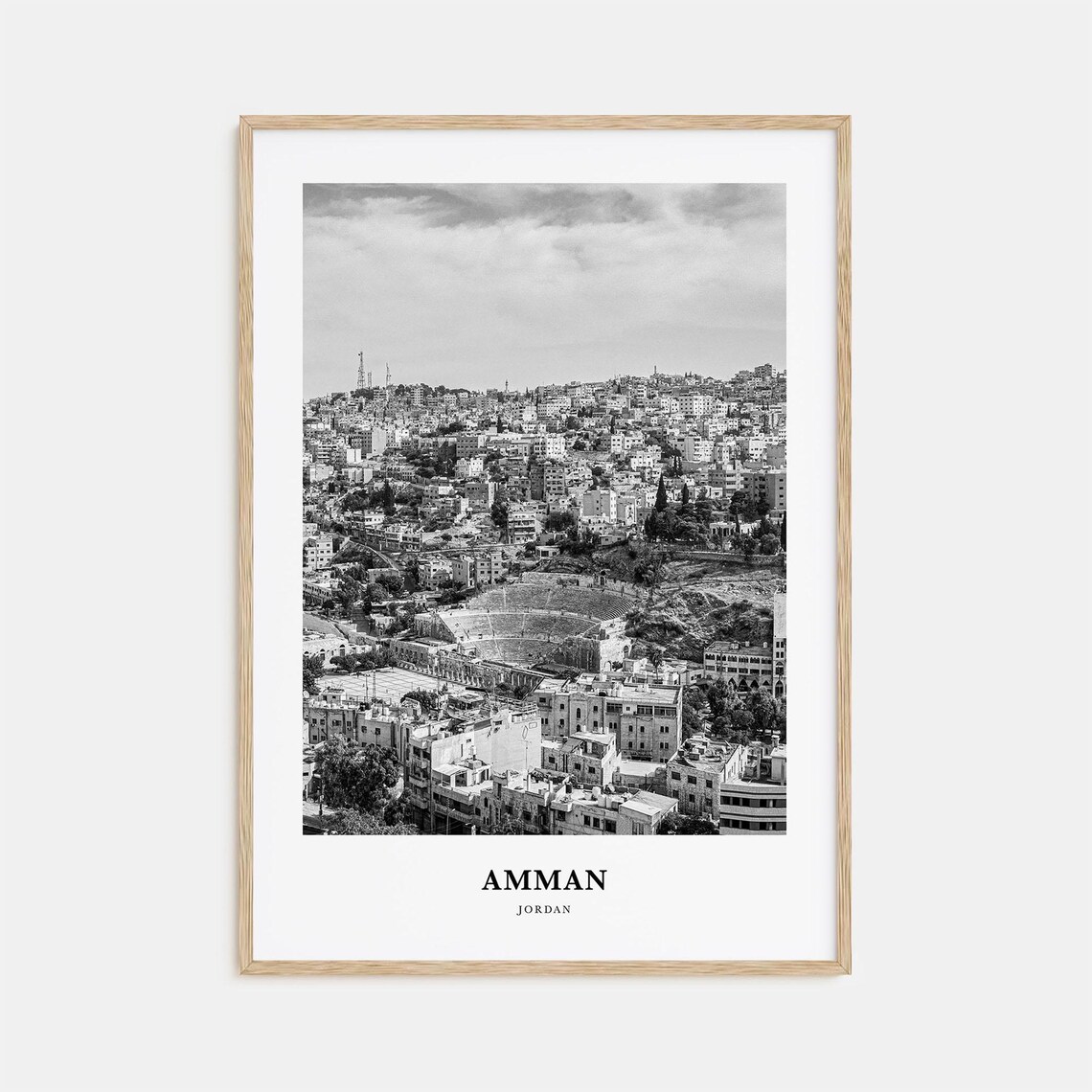 Amman Jordan City Panorama With the Ancient Roman Amphitheatre Poster