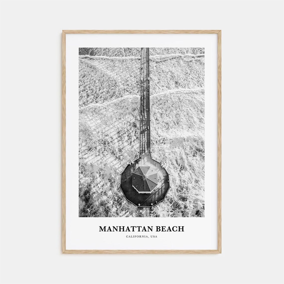 Manhattan Beach California Aerial Pier Roundhouse Ocean View Poster