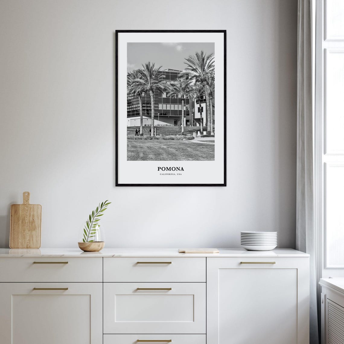 Pomona California Tall Palm Trees Downtown Street View Poster - Image 2