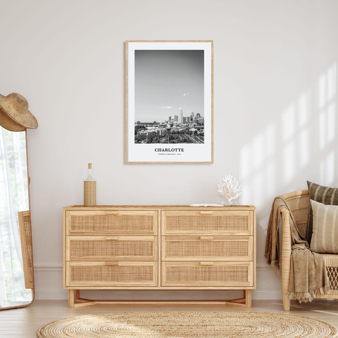 Charlotte North Carolina Uptown Skyline Panoramic View Poster - Image 3