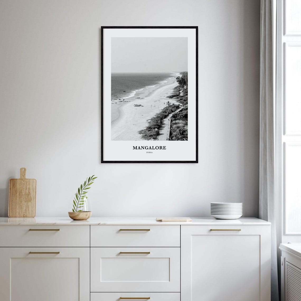 Mangalore India Long Sandy Beach Ocean Scenic View Travel Art Poster - Image 2
