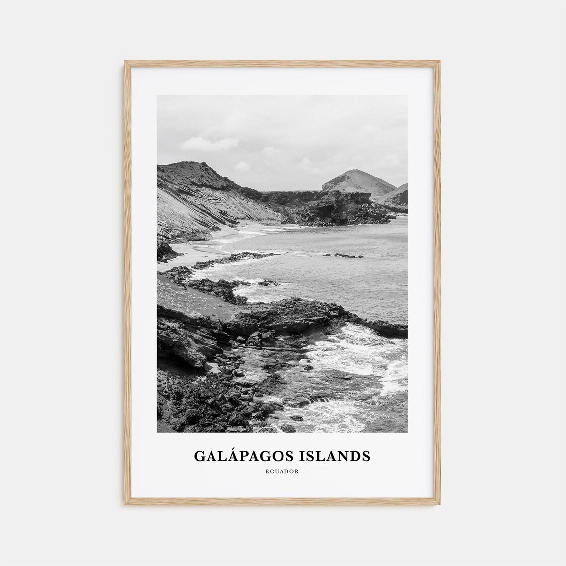 Galapagos Islands Volcanic Rocky Coastline Ecuador Travel Poster