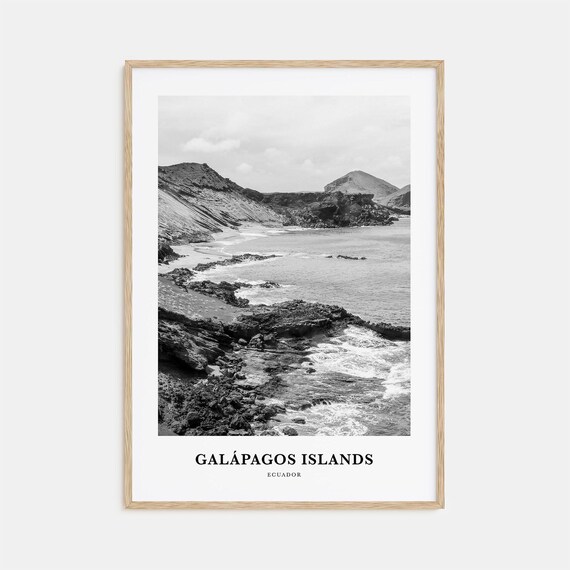 Galapagos Islands Volcanic Rocky Coastline Ecuador Travel Poster