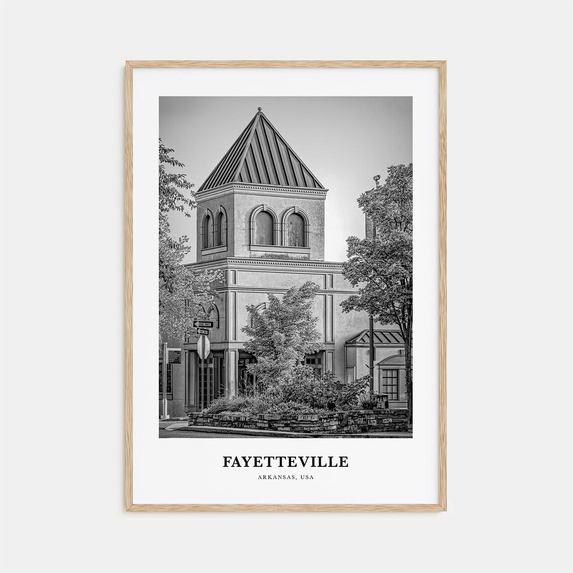 Fayetteville Arkansas Tower Building Black and White Photo Poster