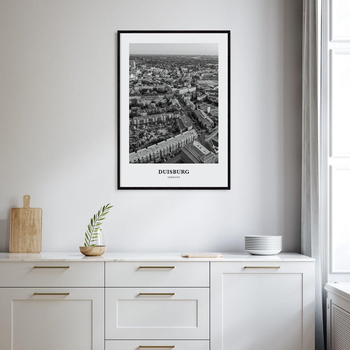 Duisburg Germany Aerial View of the City Black and White Poster - Image 2