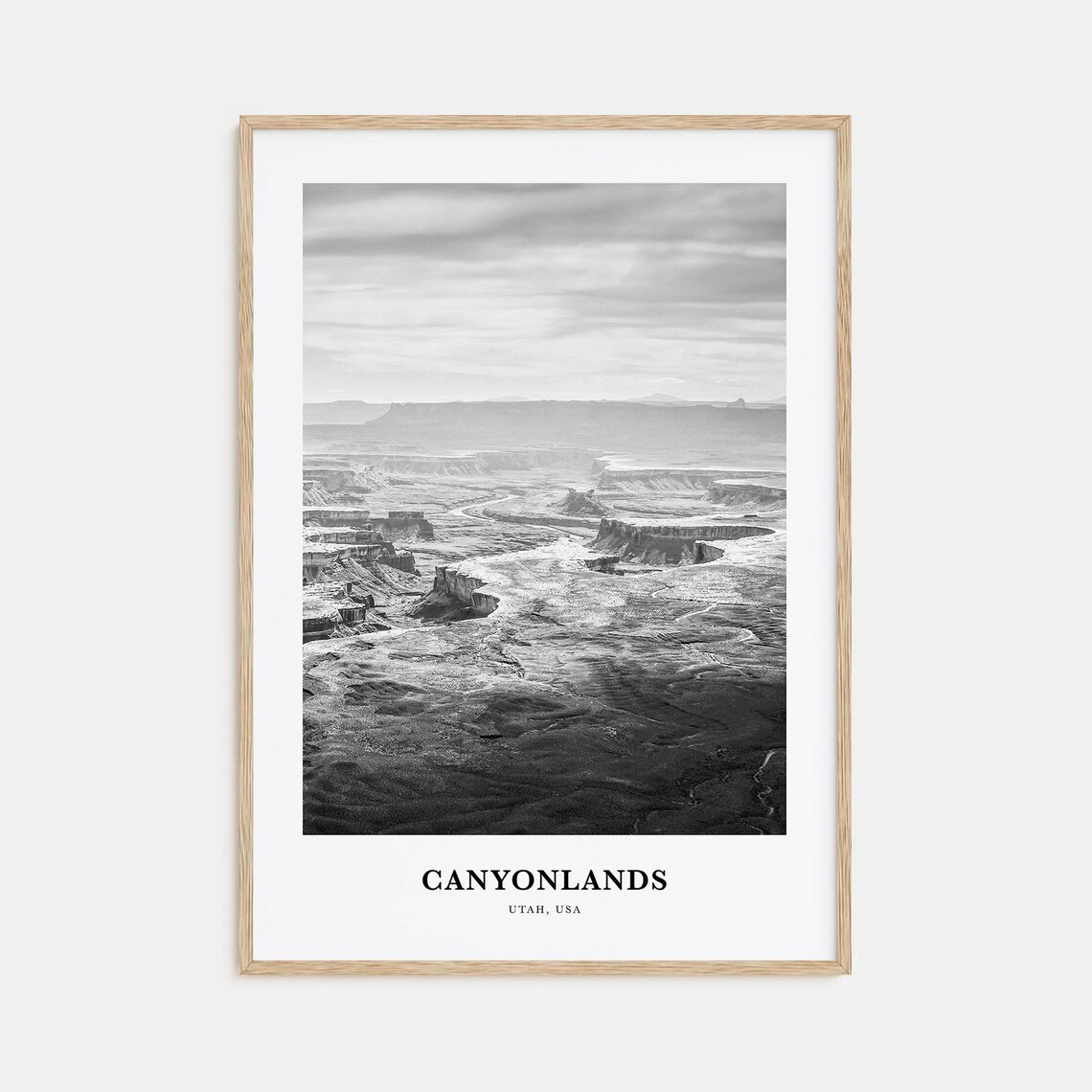 Canyonlands Utah Red Rock Desert Canyon Vista Black and White Poster