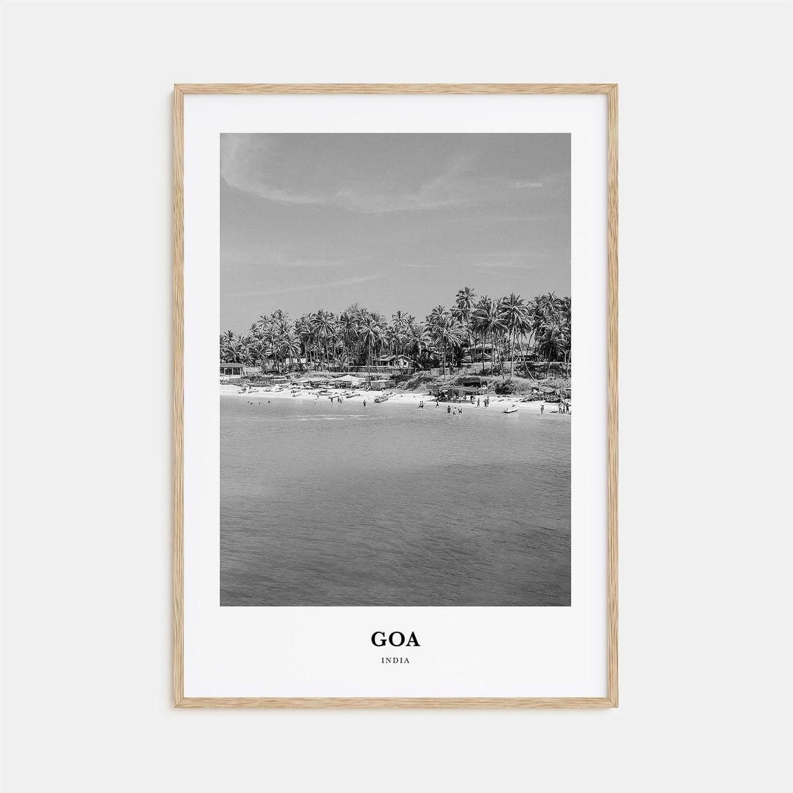 Goa India Palm Fringed Beach Shoreline With Relaxing Visitors Poster