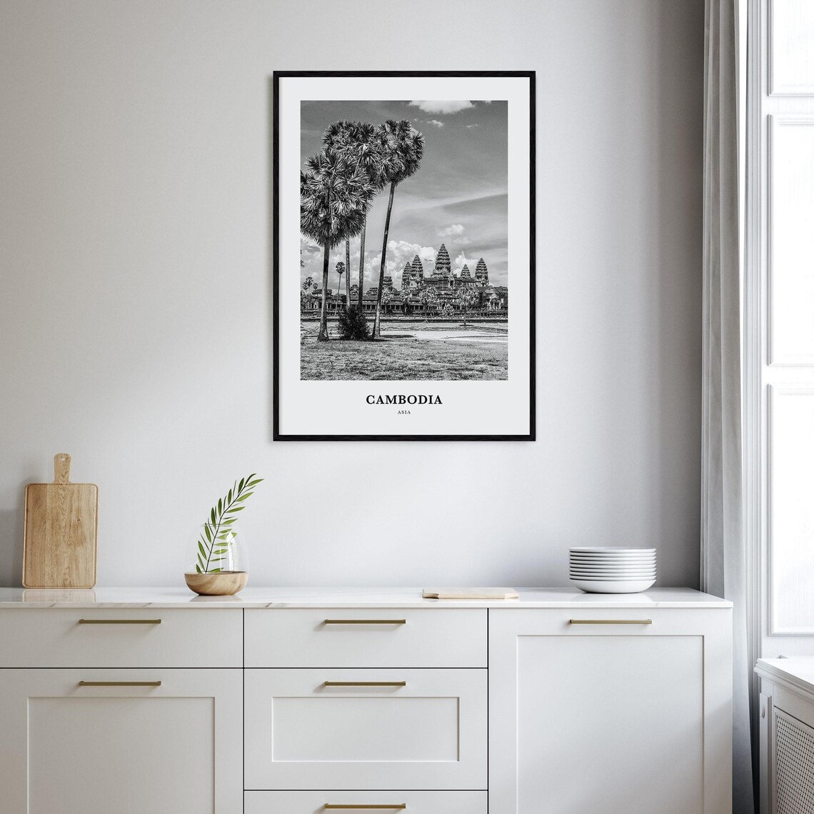 Angkor Wat Cambodia Temple Towers Black and White Travel Poster - Image 2