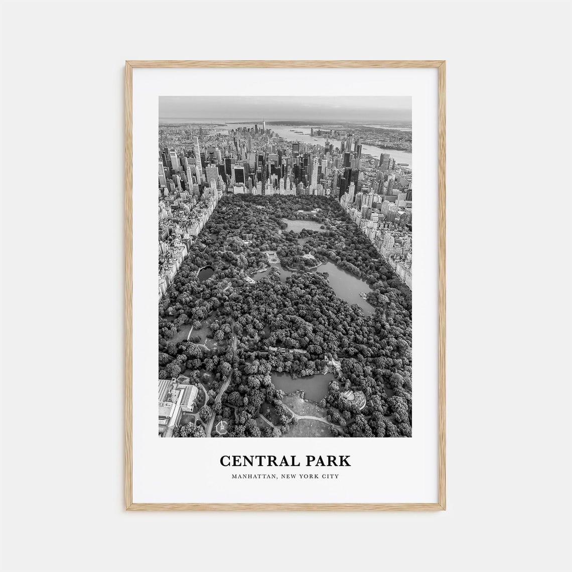 Central Park Manhattan Aerial Cityscape Black and White Poster