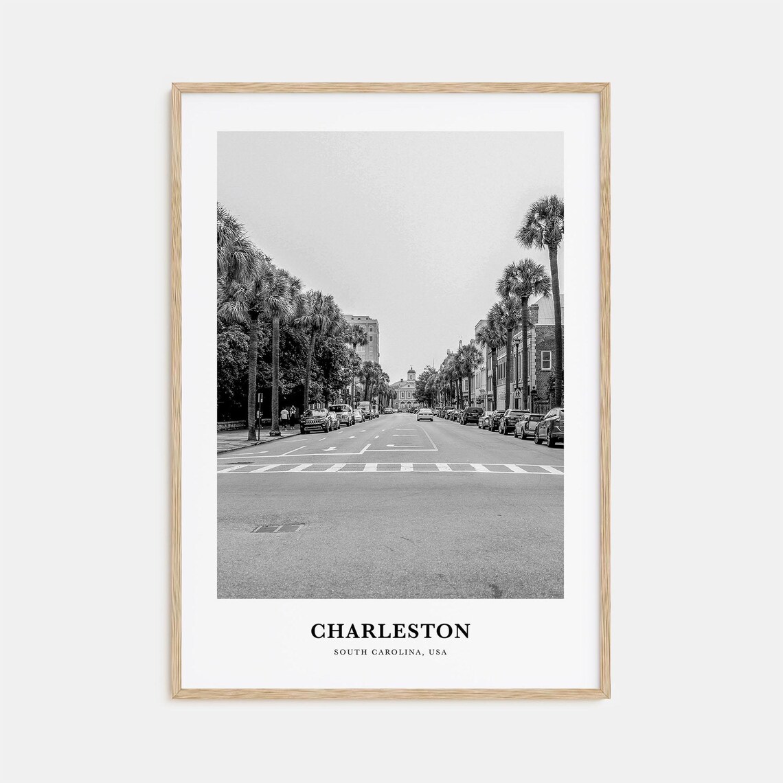 Charleston South Carolina Palm Tree Lined Street Scene Poster