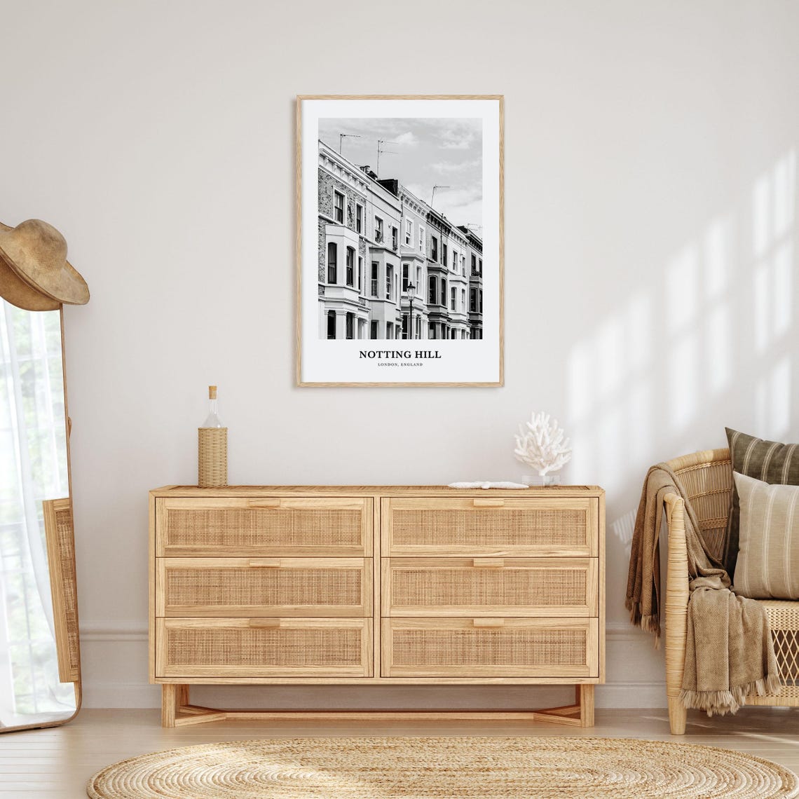 Classic Notting Hill London Victorian Terraced Houses Poster - Image 3