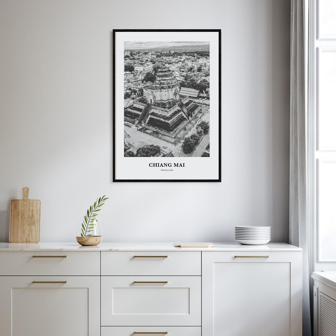 Chiang Mai Thailand Ancient Temple Aerial City View Scene Poster - Image 2