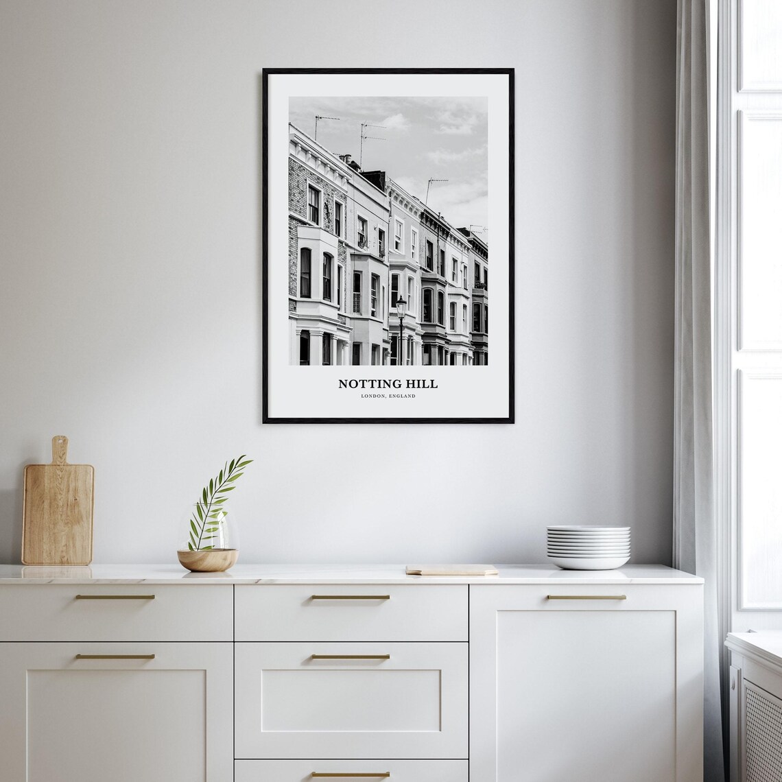Classic Notting Hill London Victorian Terraced Houses Poster - Image 2