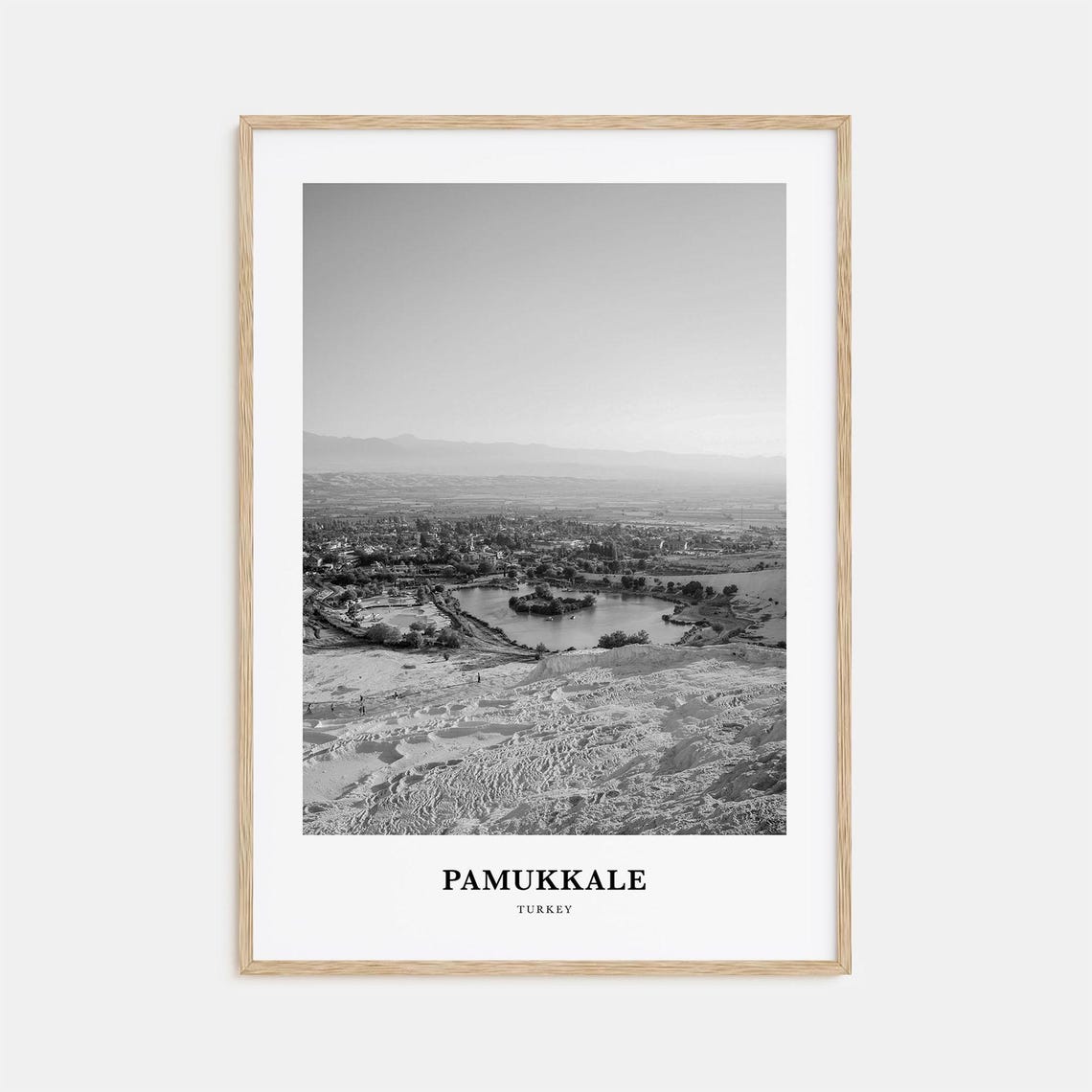 Pamukkale Turkey Travertine Terraces Black and White Travel Poster