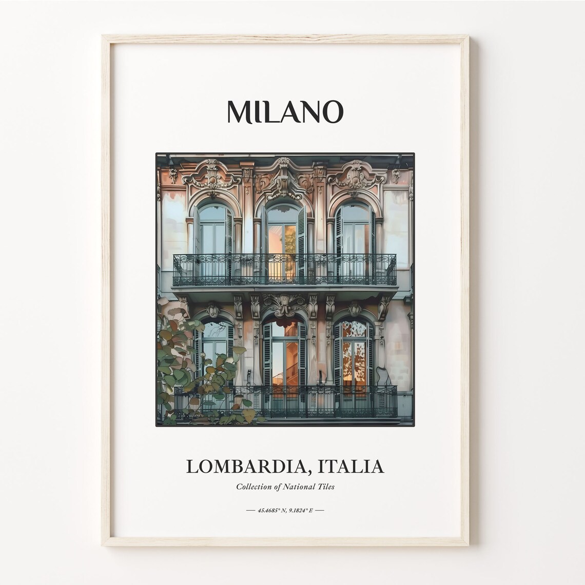 Milano Travel Poster, Lombardia Watercolor Illustration
