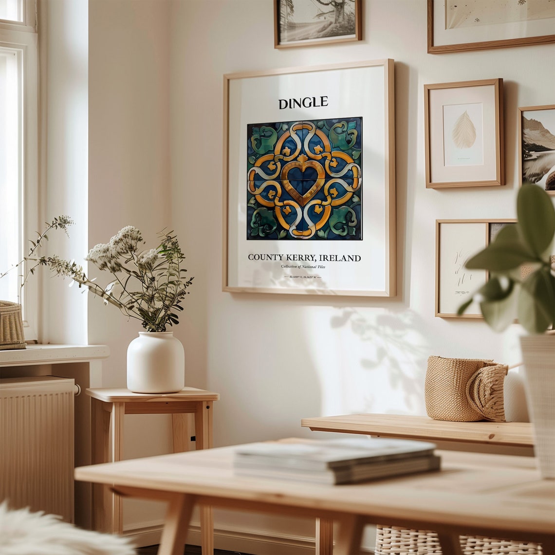 Dingle Ireland Celtic Blue Gold Tile Pattern Home Decor Poster - Image 2