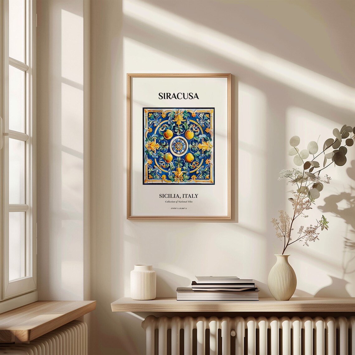 Siracusa Sicilia Italy Citrus Blossom Maiolica Tile Pattern Poster - Image 3
