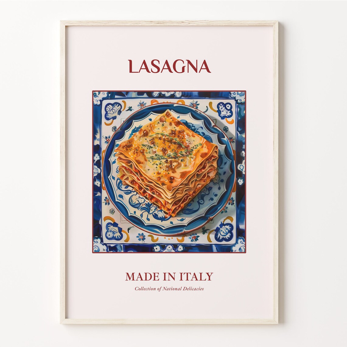 Italian Lasagna National Delicacy Maiolica Tile Kitchen Wall Poster