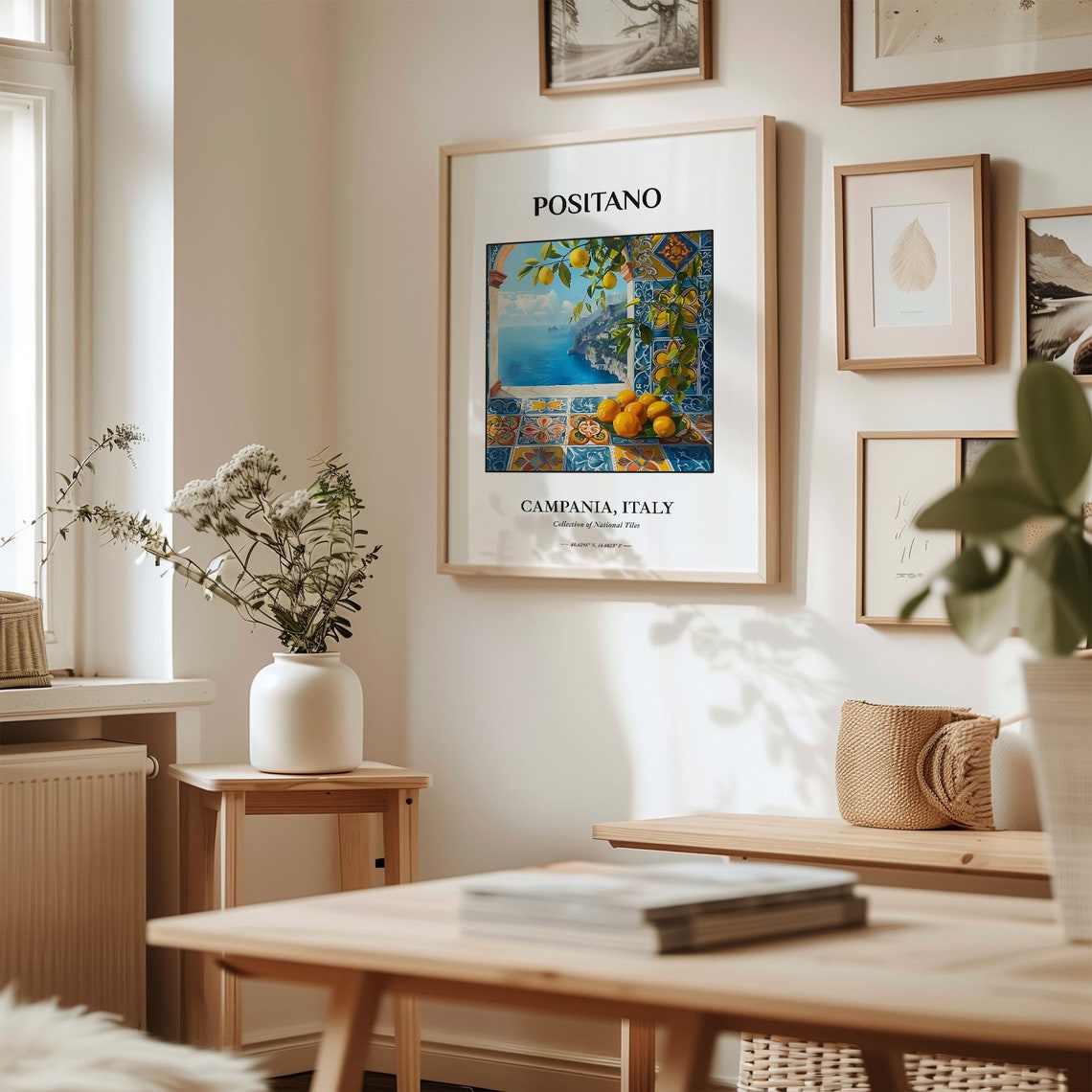 Positano Campania Italy Print with Lemon Tree and Sea View Scene - Image 2