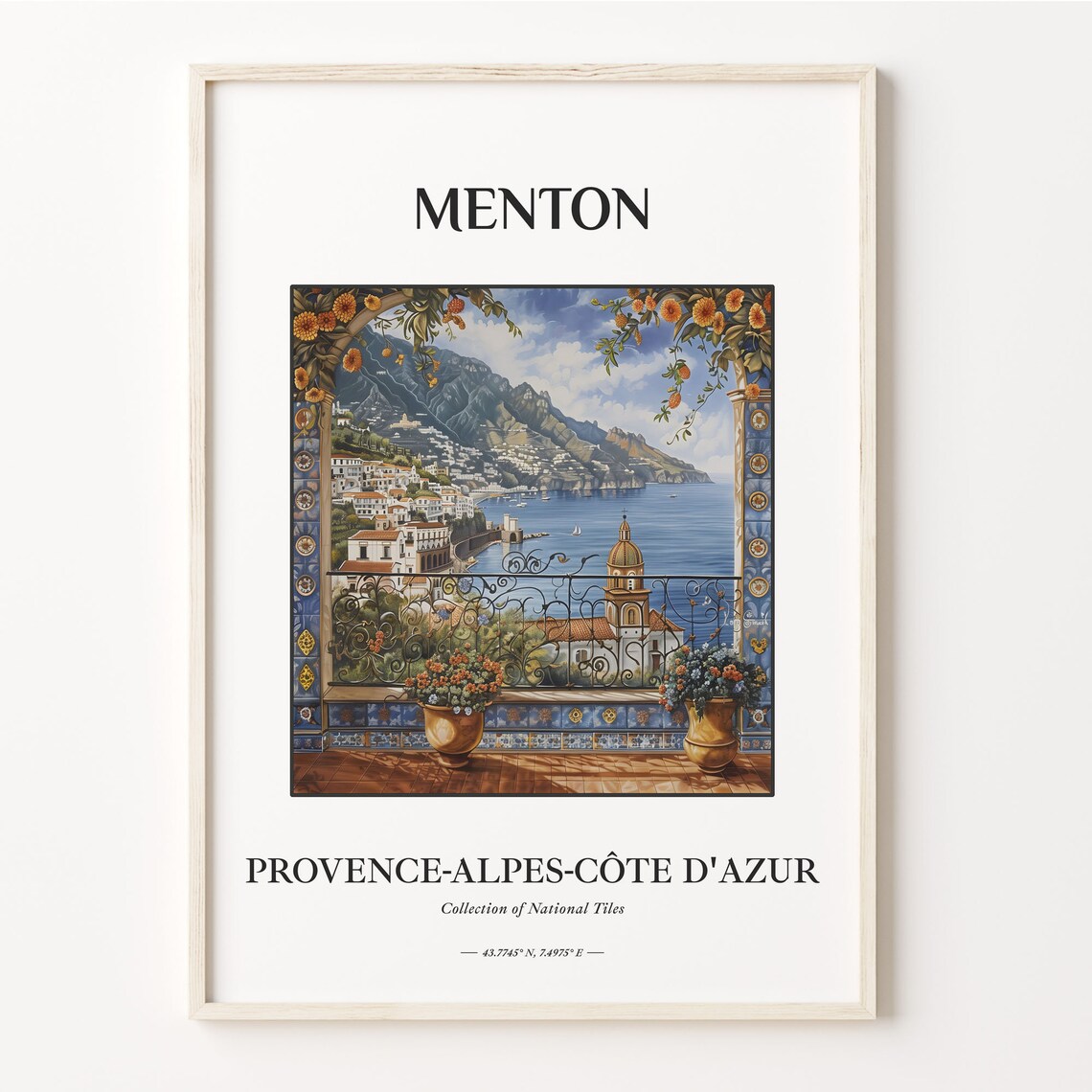 Menton France Citrus Terrace Coastal Town Sea View Art Poster