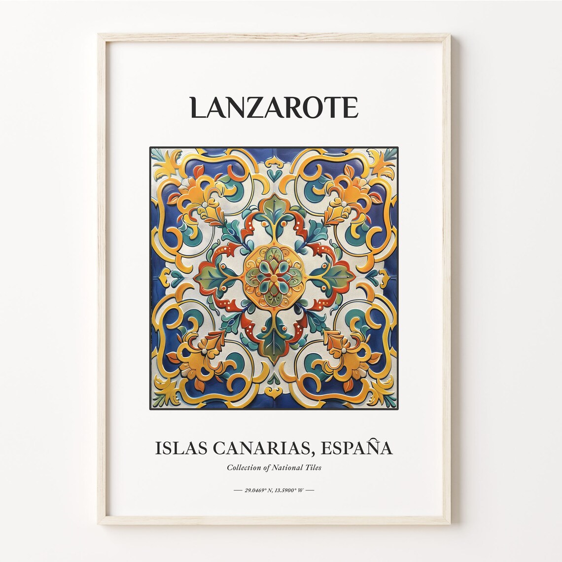 Lanzarote Canary Islands Spain Ornate Tile Wall Decor Poster