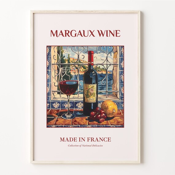 Margaux Wine French Red Wine Seaside Window Maiolica Art Poster