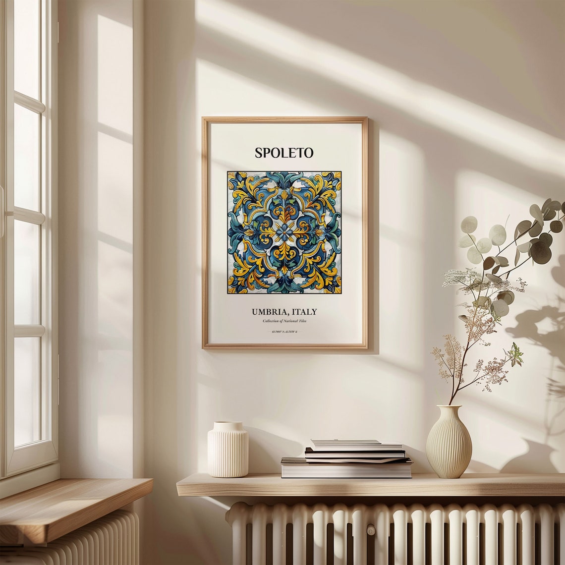 Spoleto Umbria Italy Blue Gold Maiolica Tile Home Decor Poster - Image 3