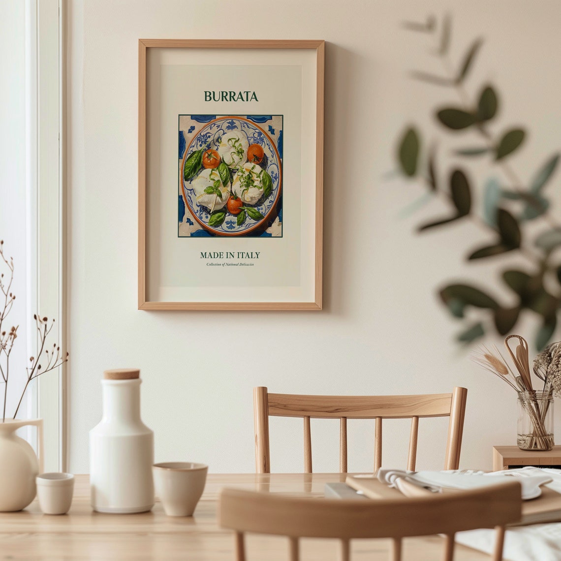 Burrata Italian Cheese Tomato Basil Plate Kitchen Decor Poster - Image 3