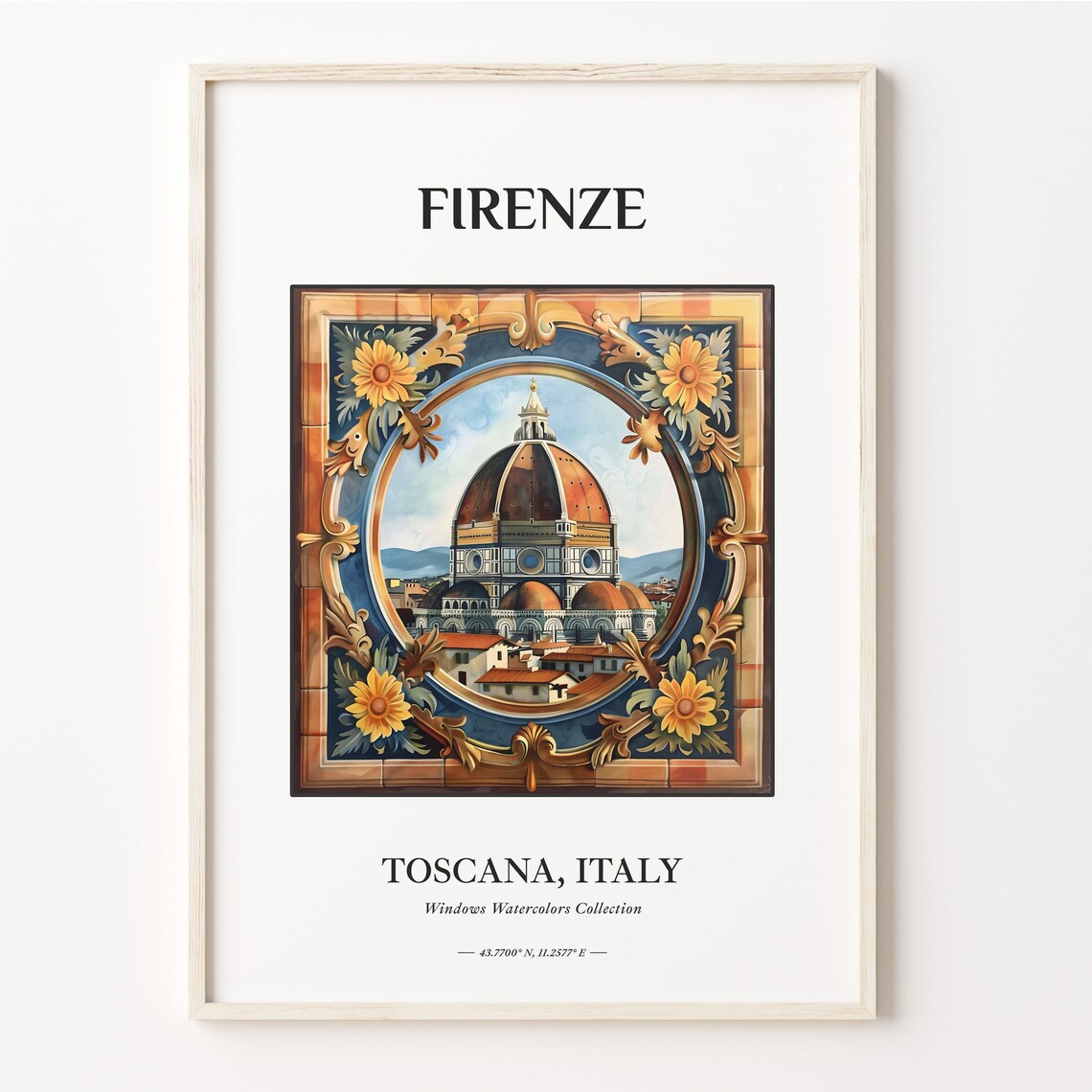 Firenze Tuscany Italy Cathedral Duomo Window Watercolor Art Poster