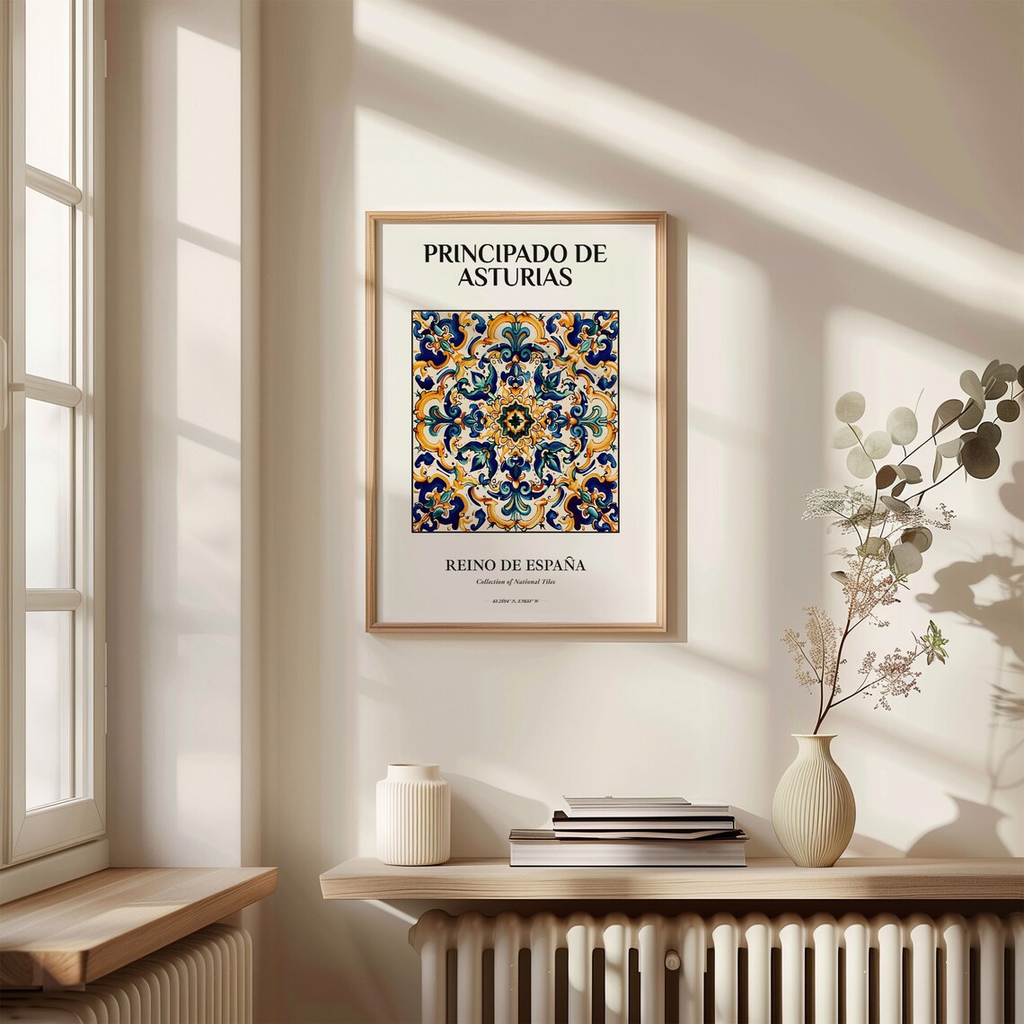 Principado de Asturias Spain Blue Gold Tile Home Decor Poster - Image 3