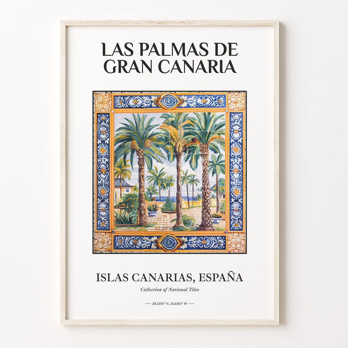 Las Palmas Gran Canaria Palm Trees Tile Mural Art Travel Poster
