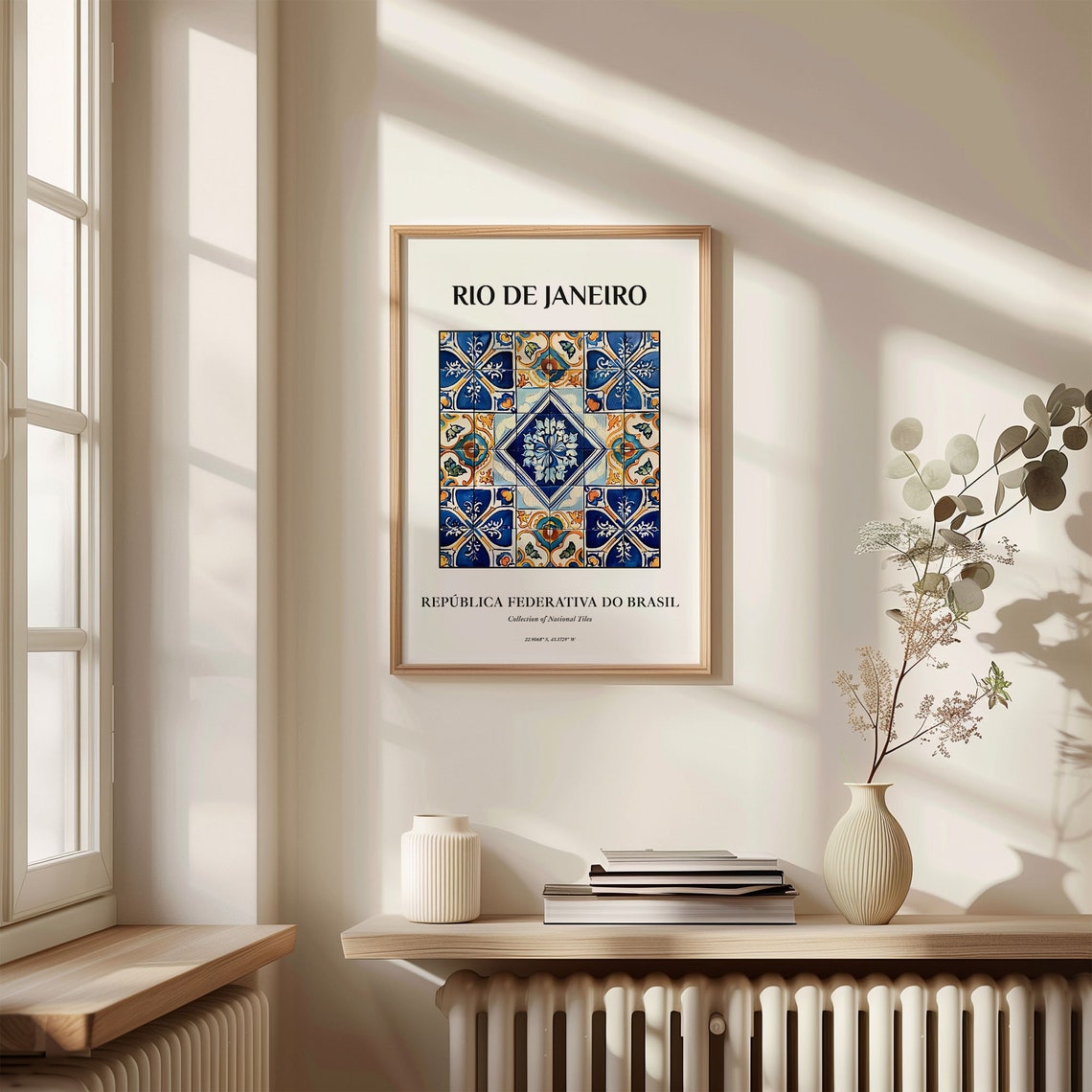Rio de Janeiro Brazil Classic Blue Orange Ceramic Tile Grid Poster - Image 3