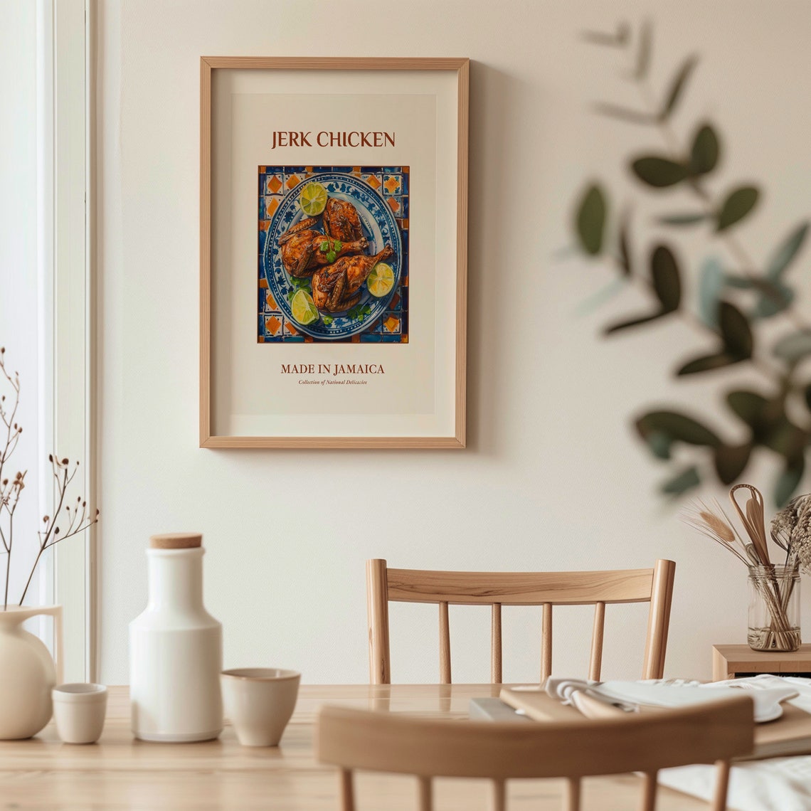 Jerk Chicken Jamaican Lime Plate Spicy Food Kitchen Decor Poster - Image 3