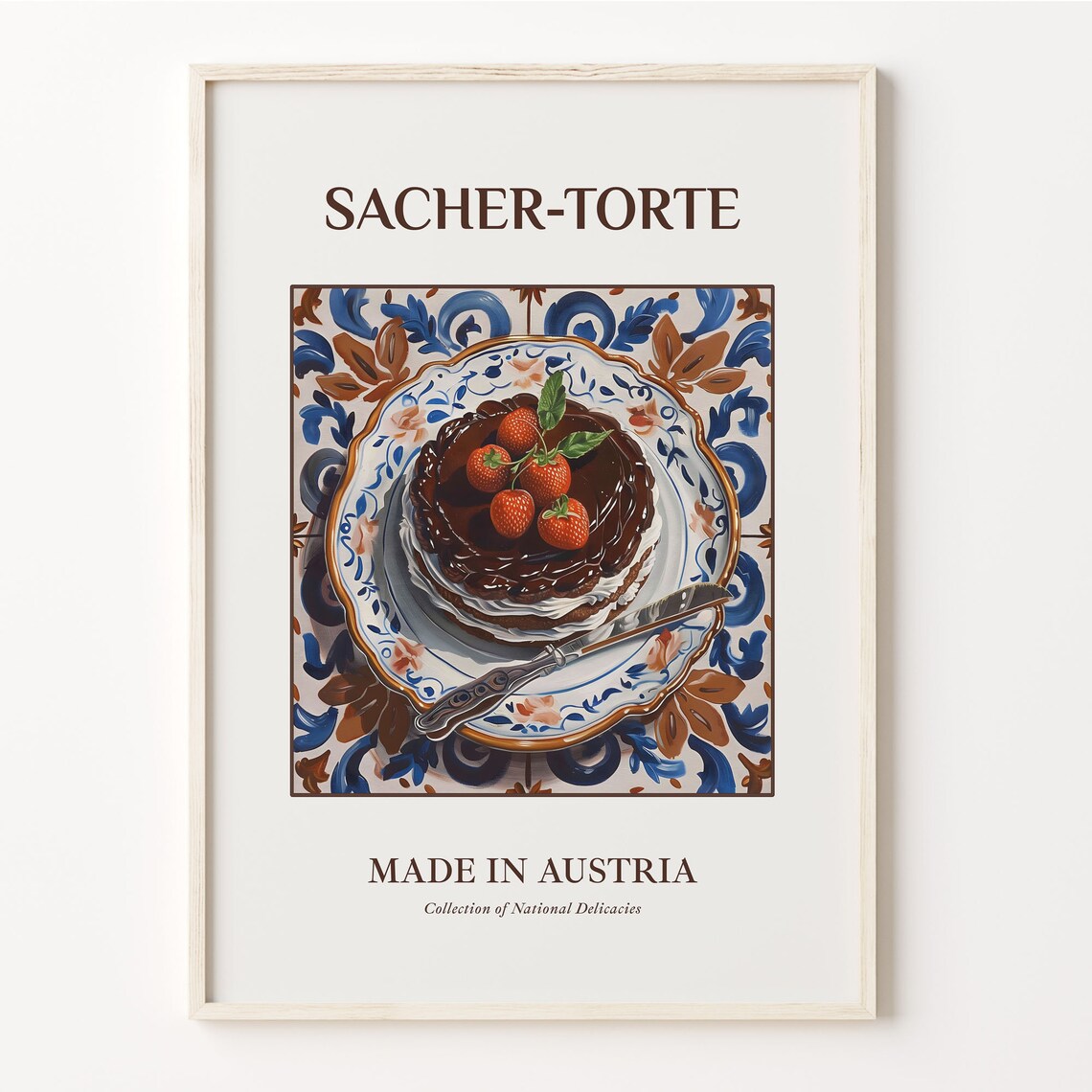 Sacher Torte Austrian Chocolate Cake Tile Plate Art Kitchen Poster