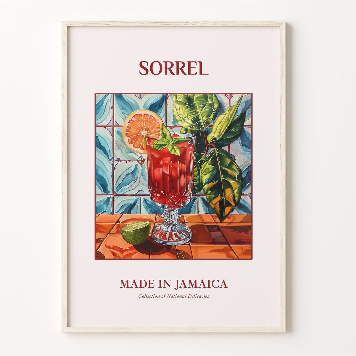 Sorrel Jamaican Hibiscus Drink Tropical Tile Kitchen Scene Wall Art
