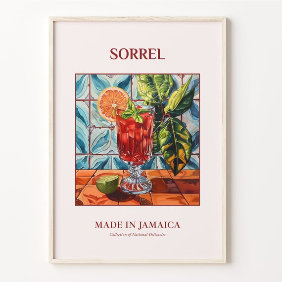 Sorrel Drink Print Poster Jamaican Beverage Wall Art Kitchen Decor Bar Art Tropical Drink Print