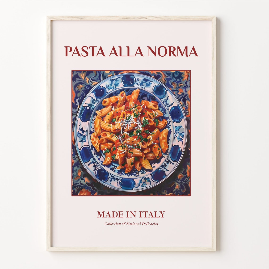 Pasta alla Norma Italian Tomato Pasta Vintage Kitchen Poster
