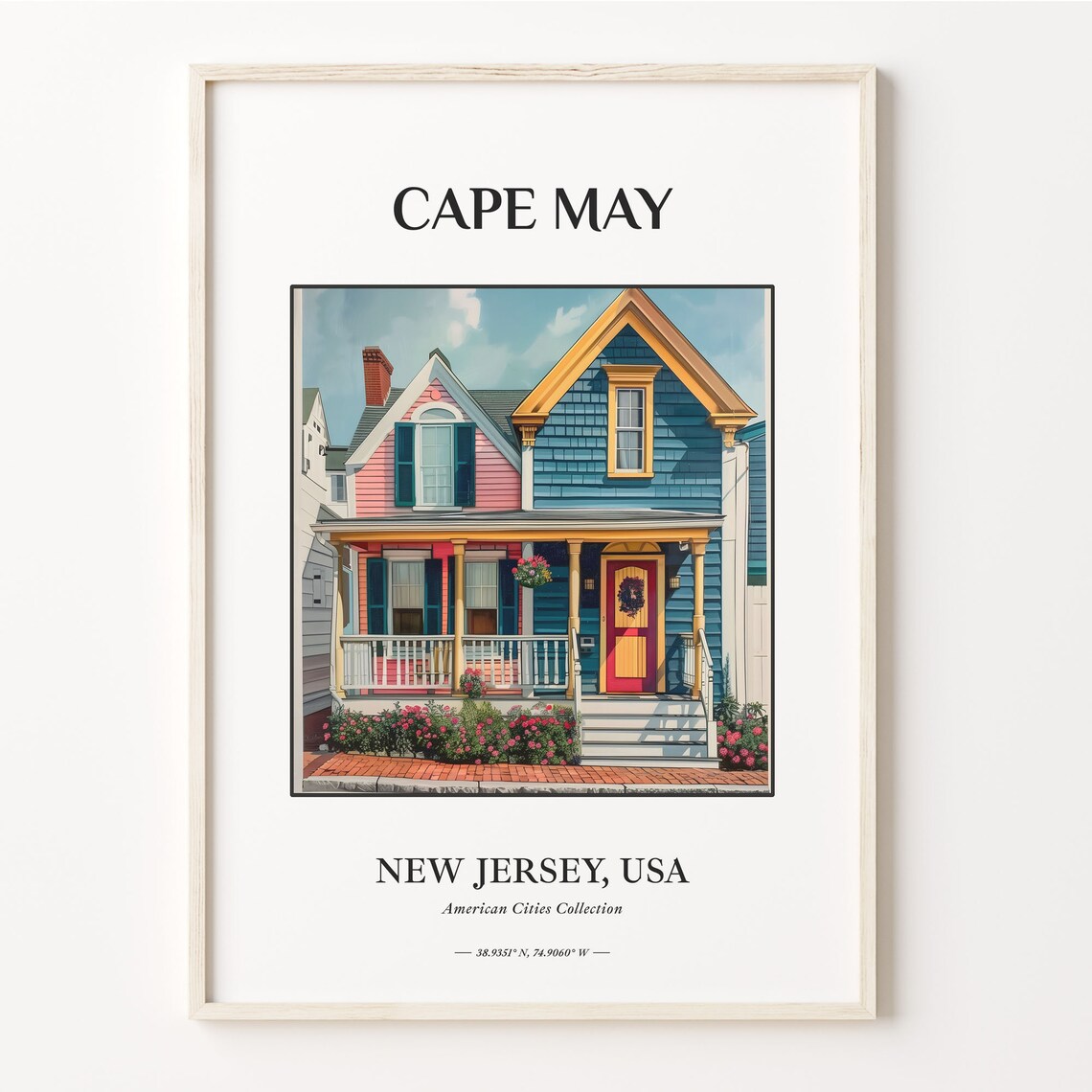 Cape May New Jersey Victorian House Watercolor Coastal Art Poster