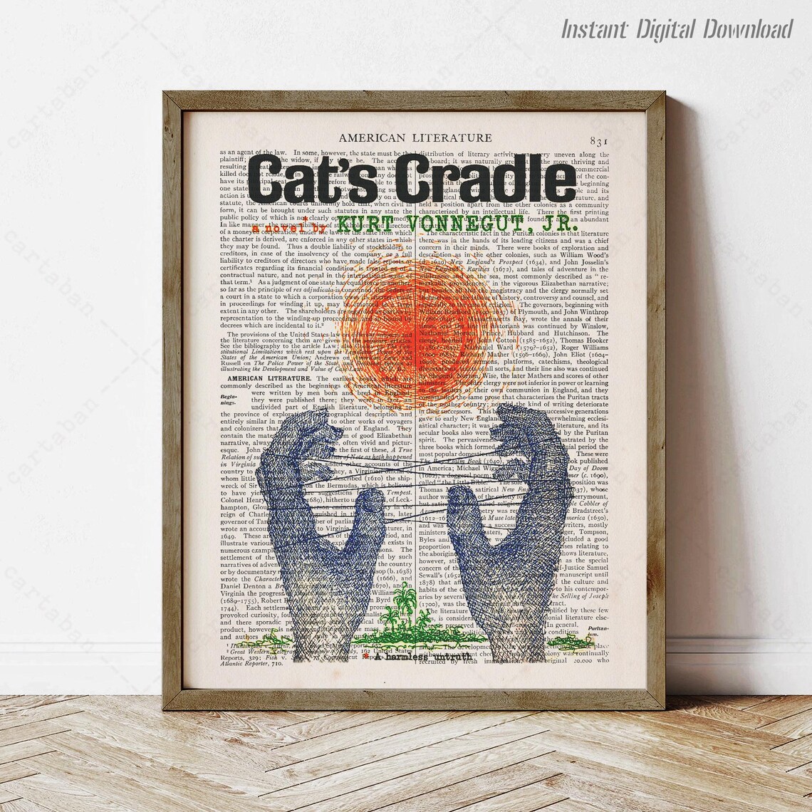 Kurt Vonnegut Jr Cats Cradle Novel Book Cover Art Dictionary Wall Poster