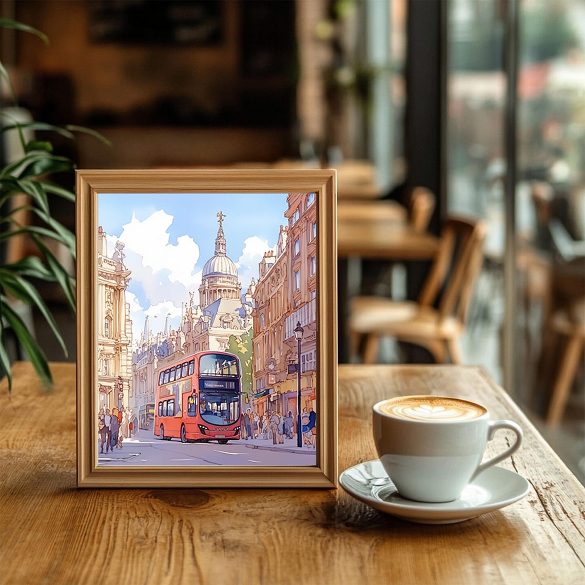 London Red Double Decker Bus Passing St Pauls Cathedral Poster - Image 2
