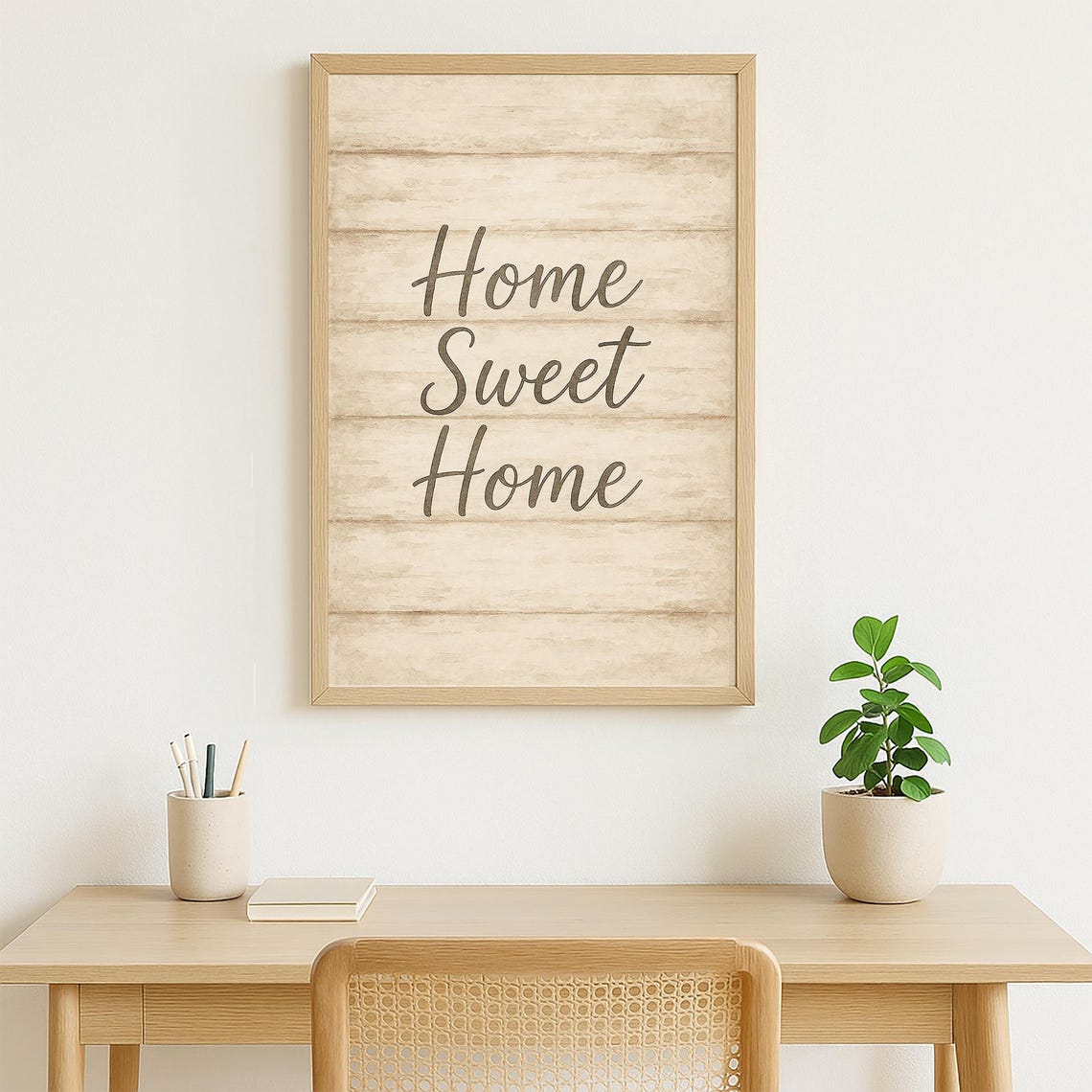 Home Sweet Home Rustic Whitewashed Wood Farmhouse Script Poster - Image 4