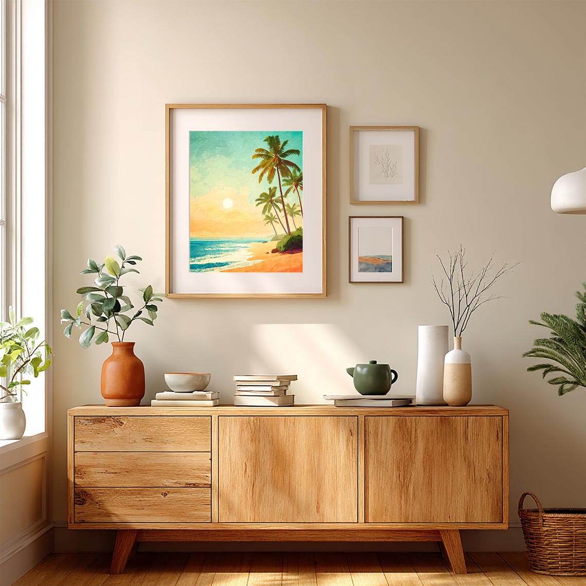 Retro Tropical Beach Sunset Palm Tree Coastal Ocean View Print - Image 5