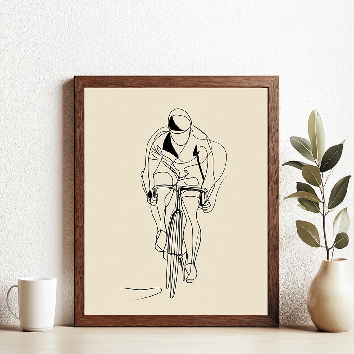 Line Art Drawing Minimalist Bicycle Wall I Modern Sports Decor For Gym Or 0ffice
