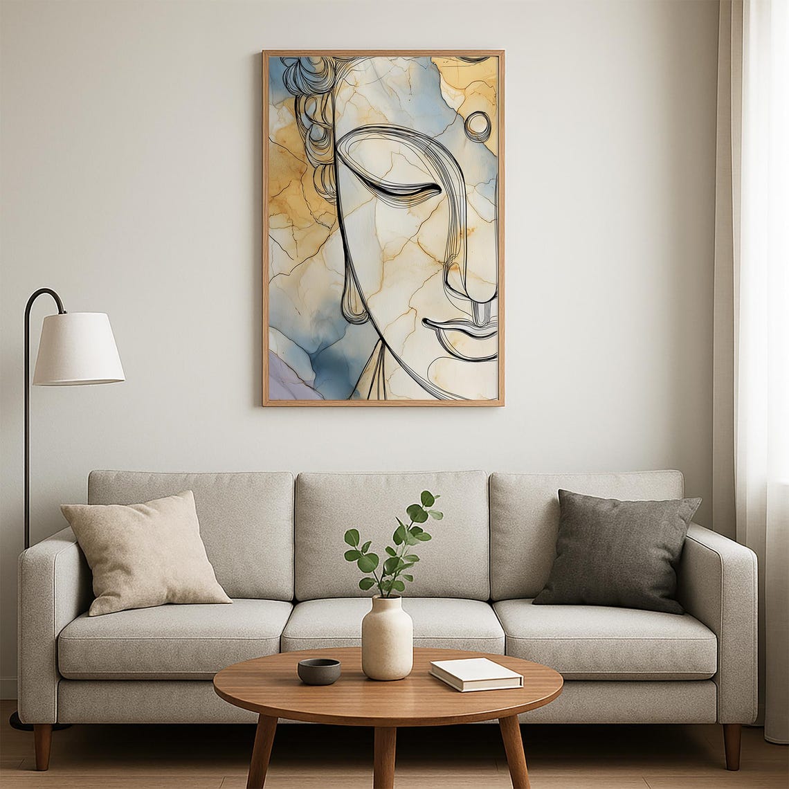 Abstract Buddha Face Line Art Gold Marble Zen Serene Style Poster - Image 5