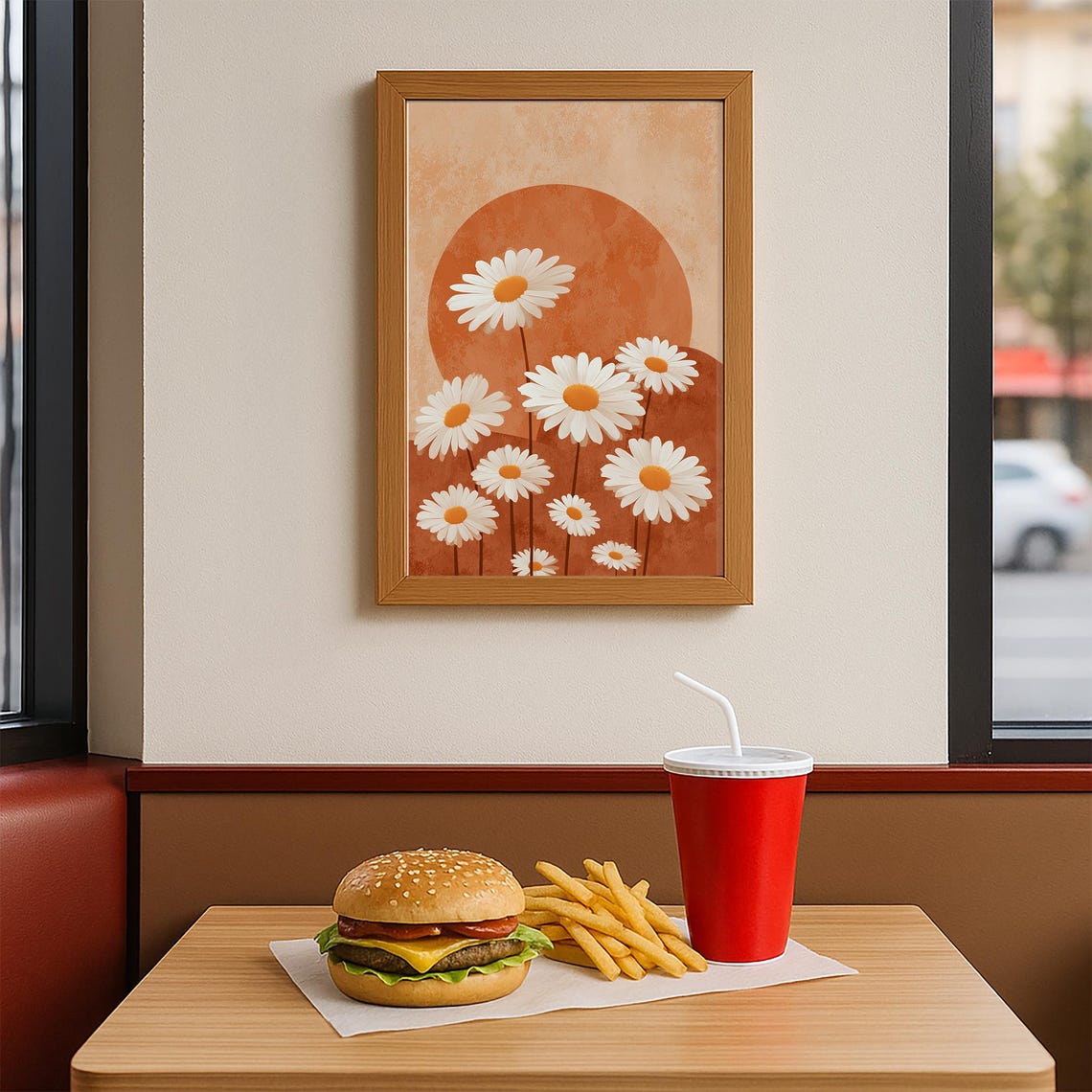 Retro Daisy Bloom Mid Century Modern Terracotta Floral Poster - Image 3