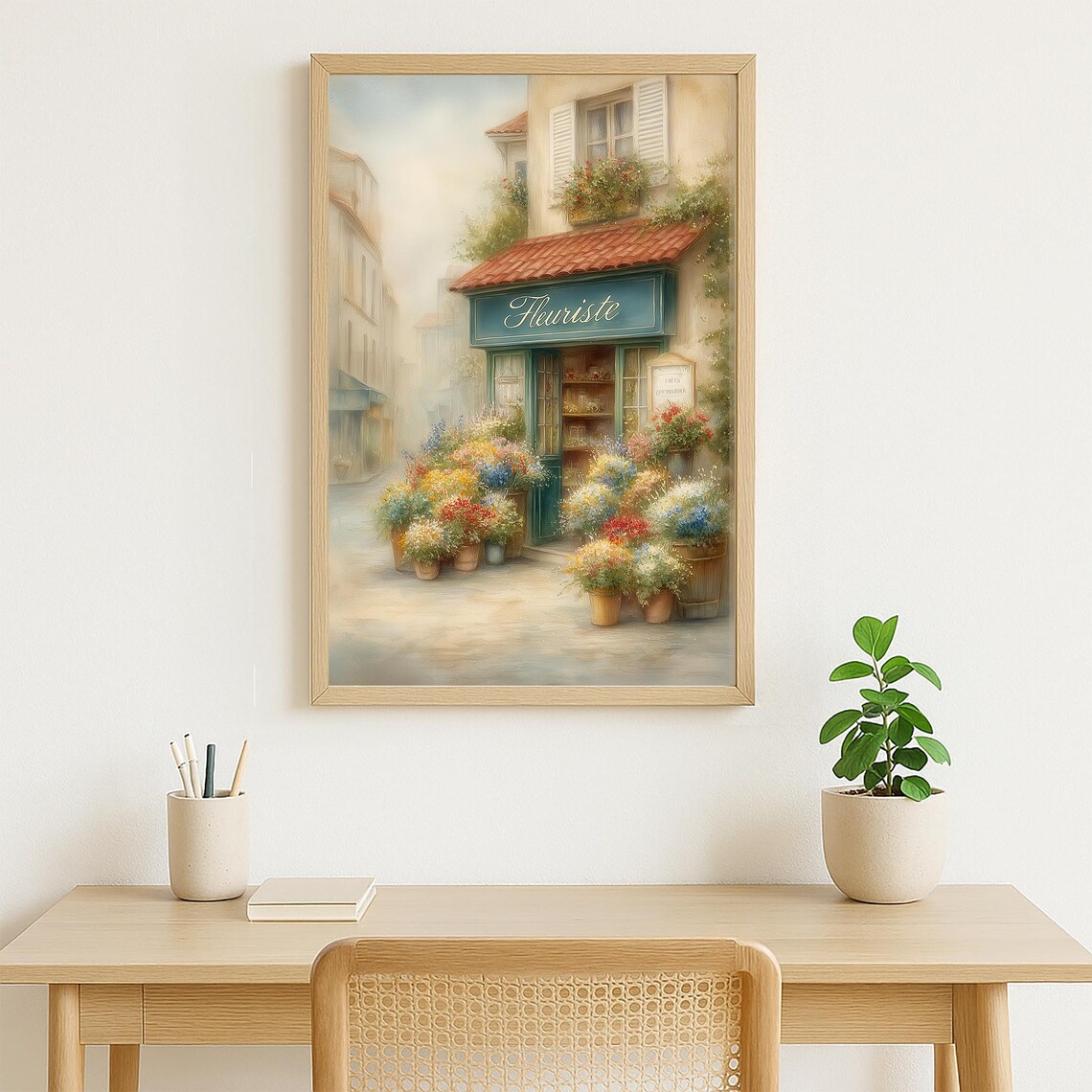 Fleuriste French Flower Shop Watercolor Pastel Storefront Poster - Image 4