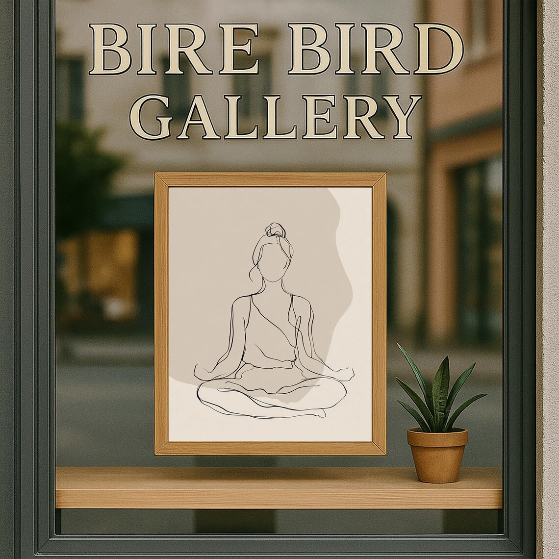 Minimalist Yoga Woman Line Art Meditation Neutral Beige Poster - Image 5